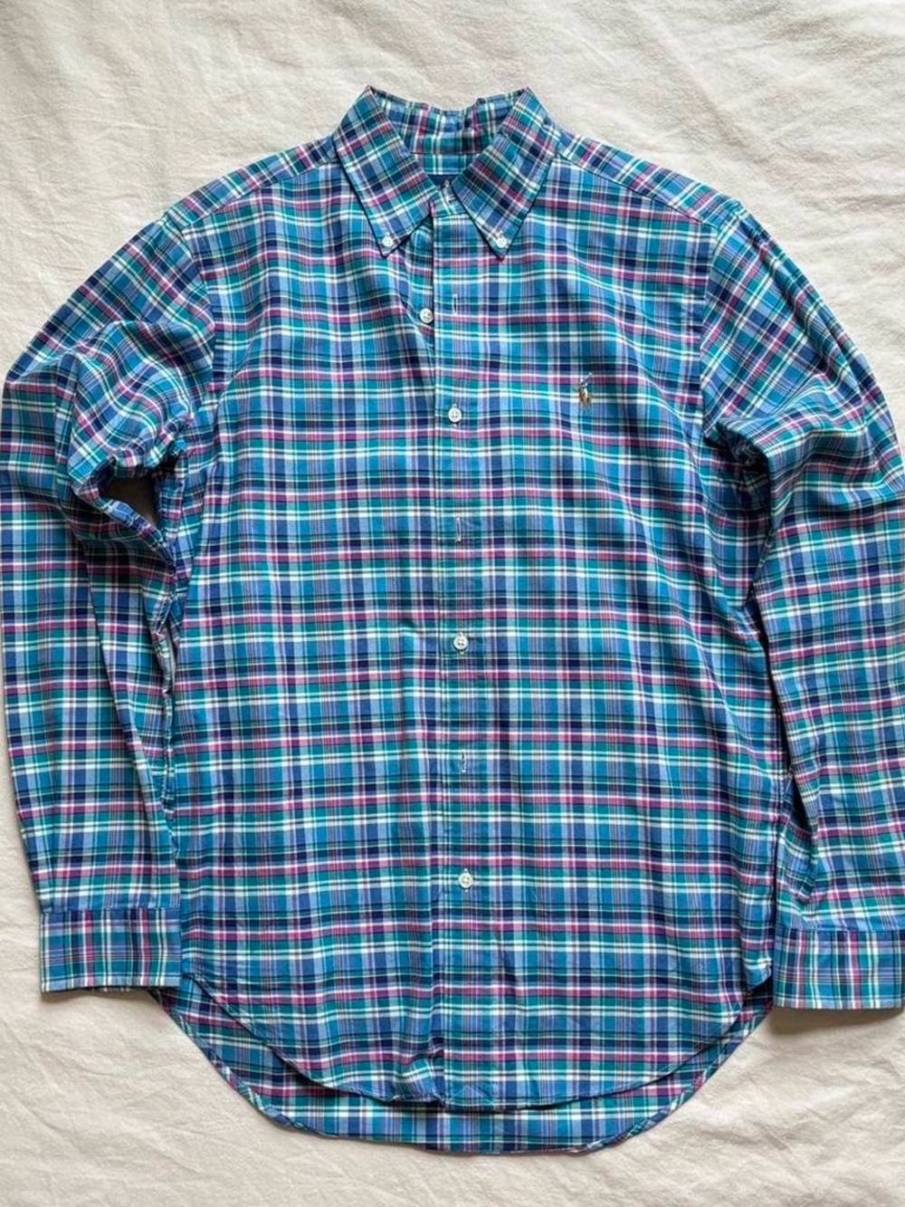 Ralph Lauren Blue Plaid Button-Down Shirt Size S
